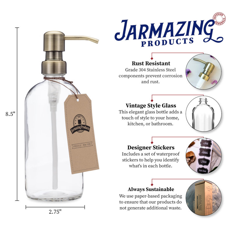 Distributeur de lotion en verre, Laiton / transparent