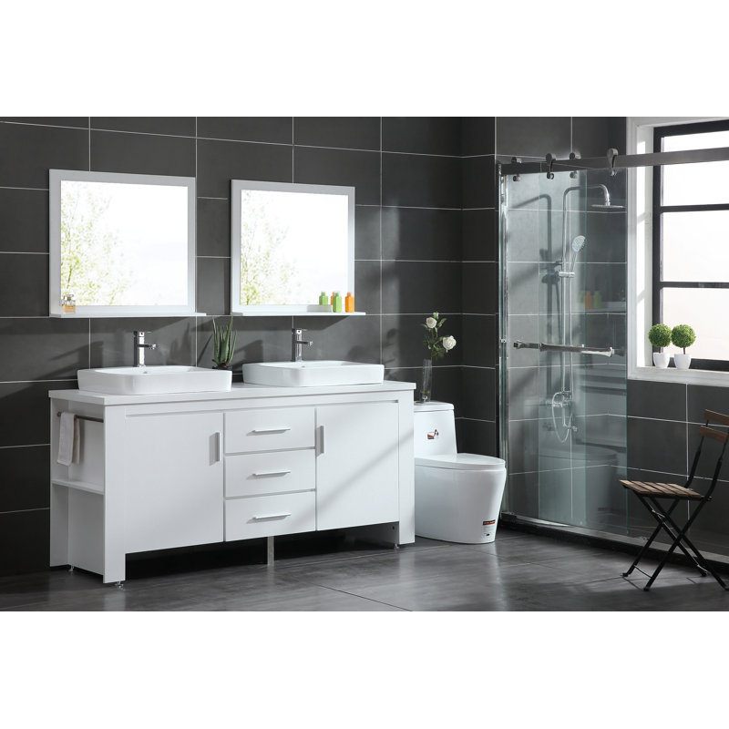 Cayden 72'' Double Bathroom Vanity with Wood Top