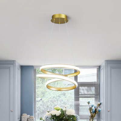Modern LED Chandelier Adjustable Height Pendant Light Irregular Streamline Pendant Lighting for Hallway Bedroom  Kitchen Island Living Room