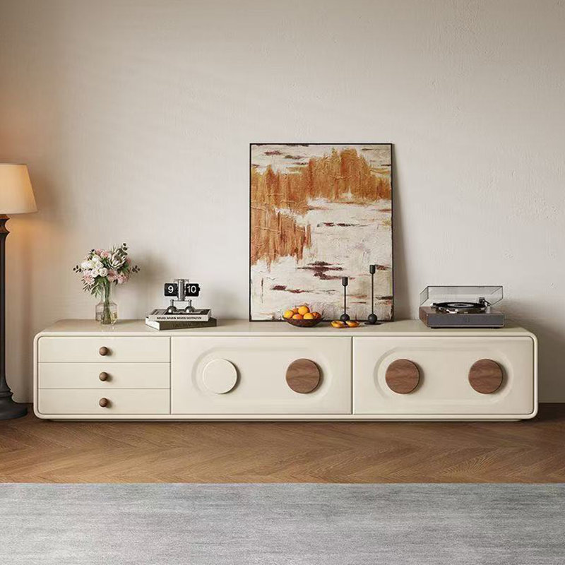 Meuble télé avec rangement crème français, H 15,75 po x L 78,74 po x l 15,75 po