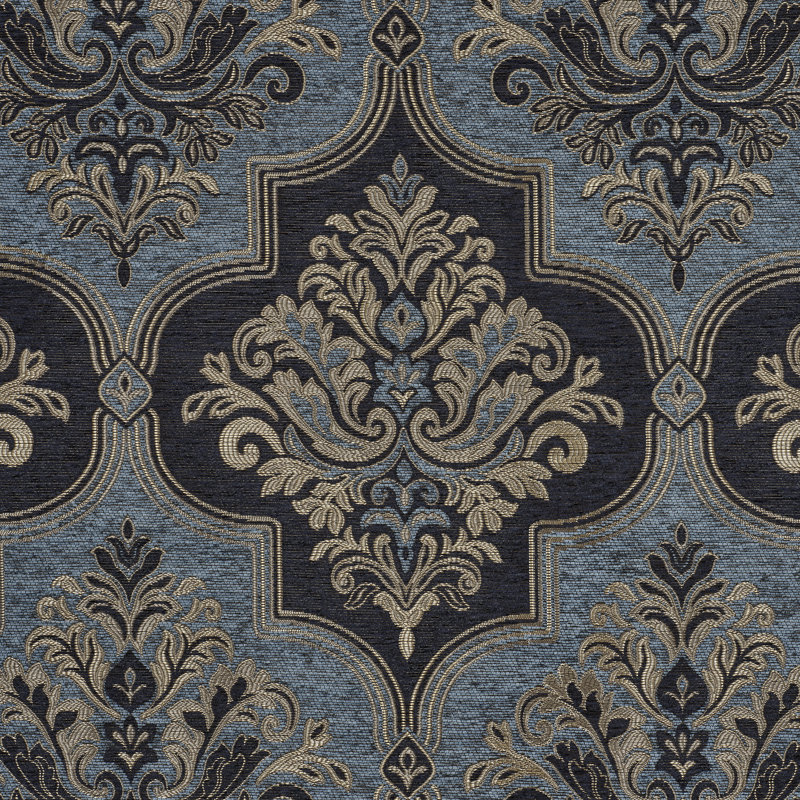 Indigo and Blue Queen 4-Piece Comforter Set with Gold Accents