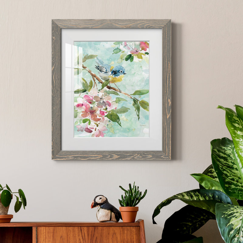 Asbury Garden Song I - peinture encadrée, H 24 po x l 18 po x P 1,5 po, Toile avec cadre gris