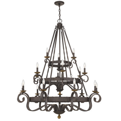 Noble 18-Light Rustic Black Tiered Chandelier