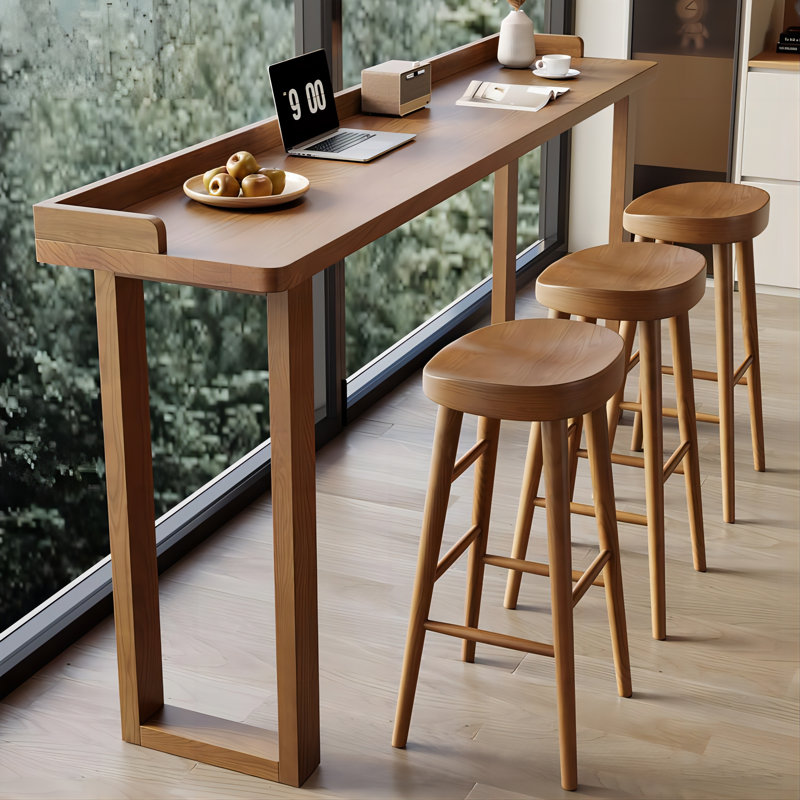 Comptoir de bar rectangulaire en bois massif Minimalist Brown, H 41,34 po x L 70,87 po x l 15,75 po