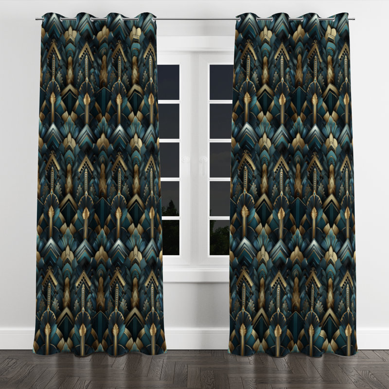 Ayoe - Damask Blackout Grommet Curtain - 1 Panel, 52" W x 95" L, Silver Grommets