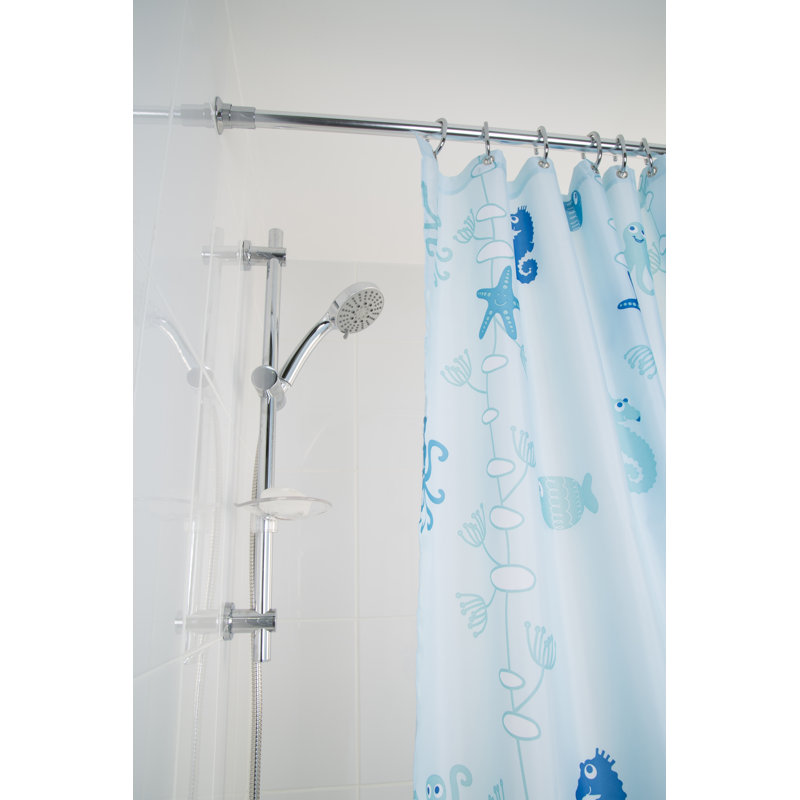 Stick N Lock 260cm Straight Shower Curtain Rod, Chrome