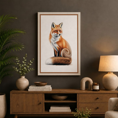 Seated Fox Portrait Botanical 1 Piece Wrapped Canvas Wall Art