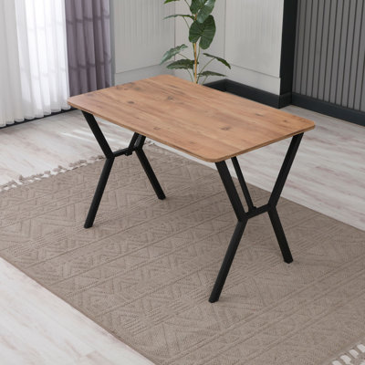 Modern Walnut Dining Table, 43.3 x 29.1 x 29.1 inches | 100% Melamine Coated Chipboard, 0.7 inches Thickness, PVC Edgeband | Stylish Industrial Design, Easy Assembly for Contemporary Dining Spaces