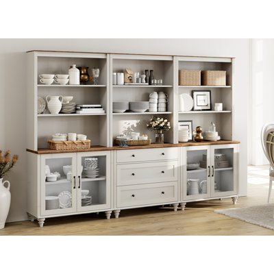 Armoires de cuisine 72 po, huche de salle à manger avec portes en verre et tablettes réglables, armoire de rangement Farmry Pantry pour la décoration intérieure, le salon, le bureau personnel