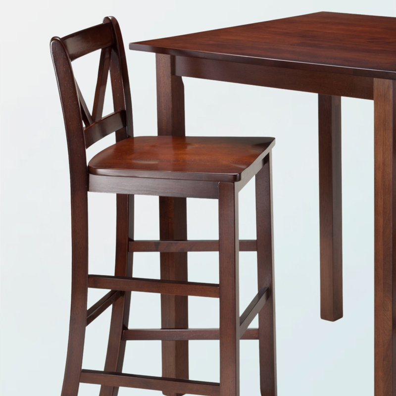 Hodges 3-Pc High Table with V-Back Bar Stools, Walnut