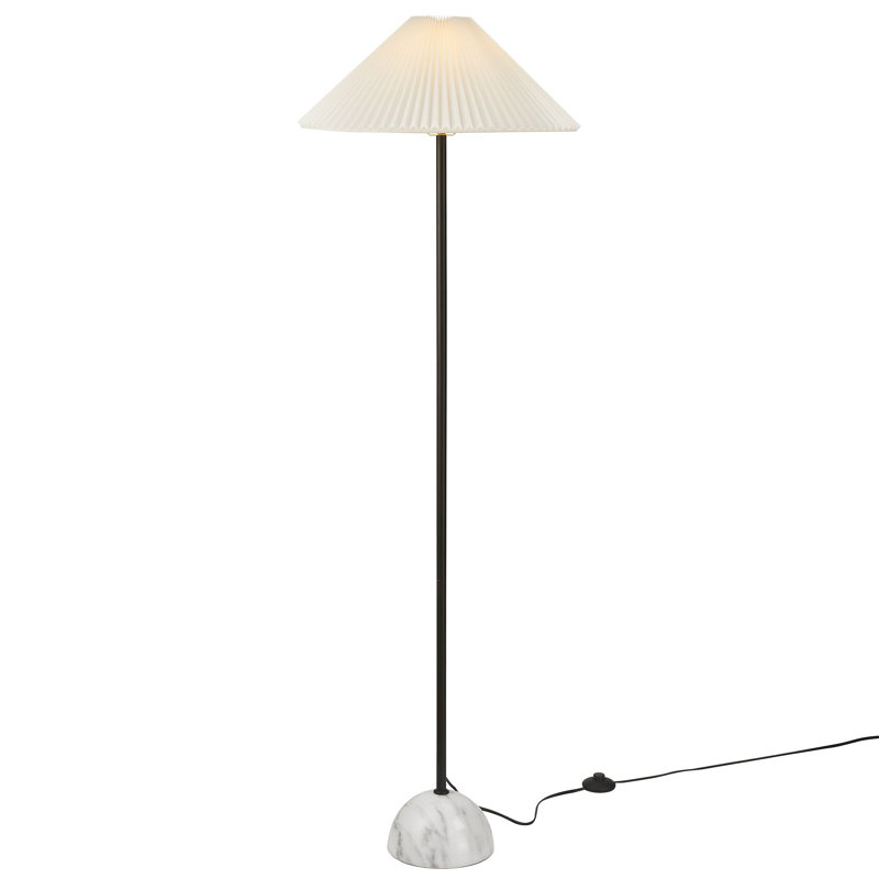 Illusion Marble Dome Floor Lamp In Black, White/Black