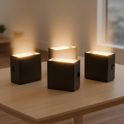 Black Square Night Light With 3000K Warm White And Memory Dimming Function