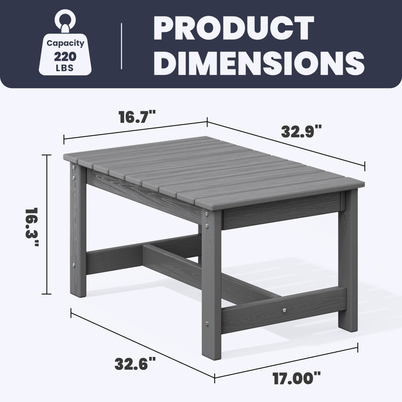 Table basse d'extérieur en PEHD, Gris