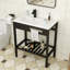 Lavabo de salle de bain console autoportante rectangulaire en céramique 32 po avec trop-plein et porte-serviettes