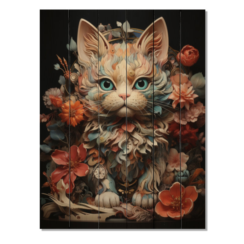 «Japon Art Waving Manekineko II» sur bois, H 32 po x l 24 po x P 0,78 po