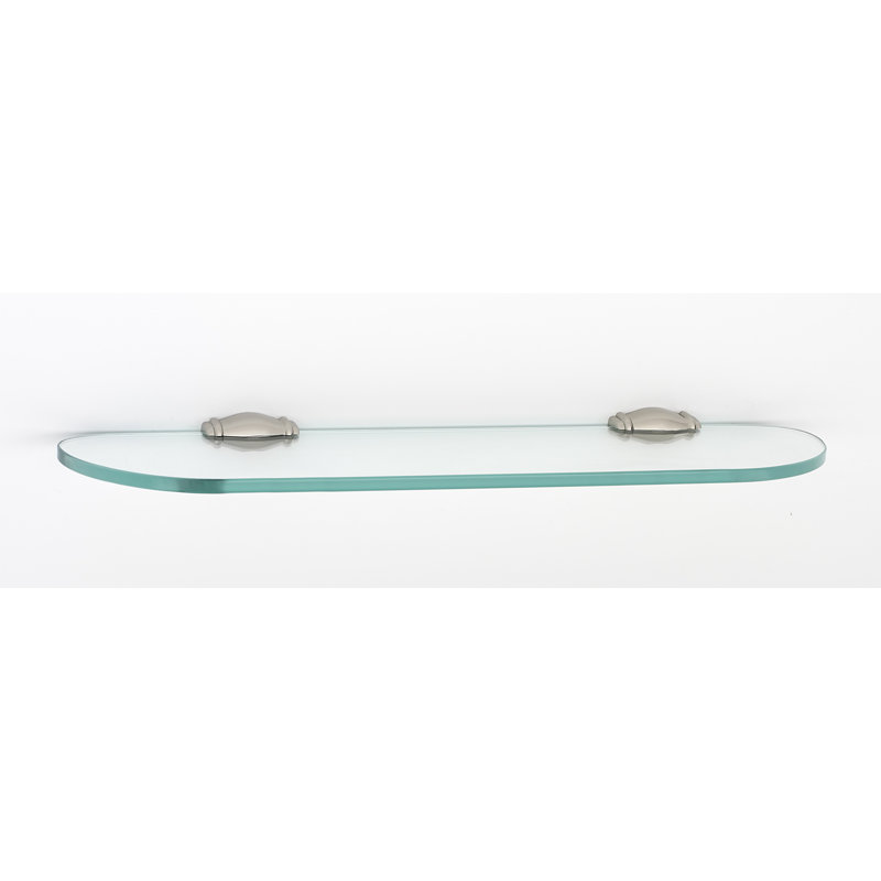 Polished Nickel 18" Beveled Glass Shelf with Brackets