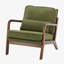 Chaise rembourrée en mélange de lin avec pieds en bois et coussin lombaire-2010578076