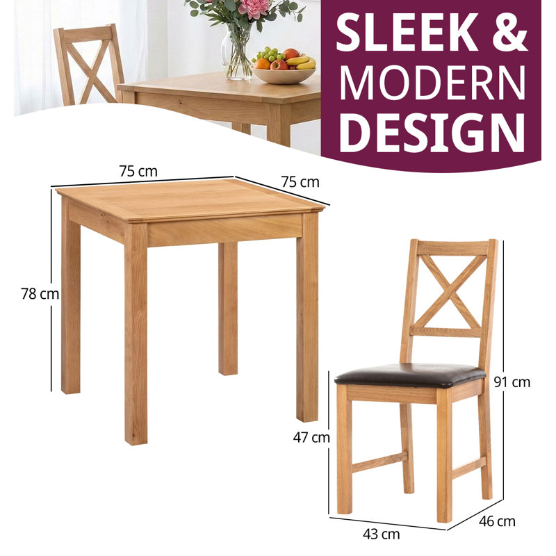 2 - Person Solid Oak Dining Set