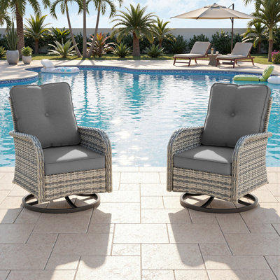  Chaises de patio à bascule pivotantes toutes saisons avec coussins