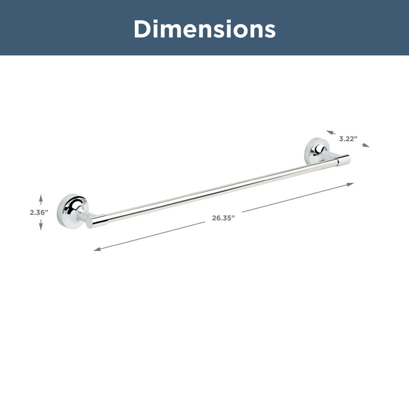 Polished Chrome 24-Inch Wall Mounted Single Towel Bar
