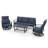 4-Piece Sofa Set With Swivel Rocking Sofa Chairs, Powder-Coated Aluminum Frame, High-Back Design, 4.72” Zippered Cushions For Garden-960246308