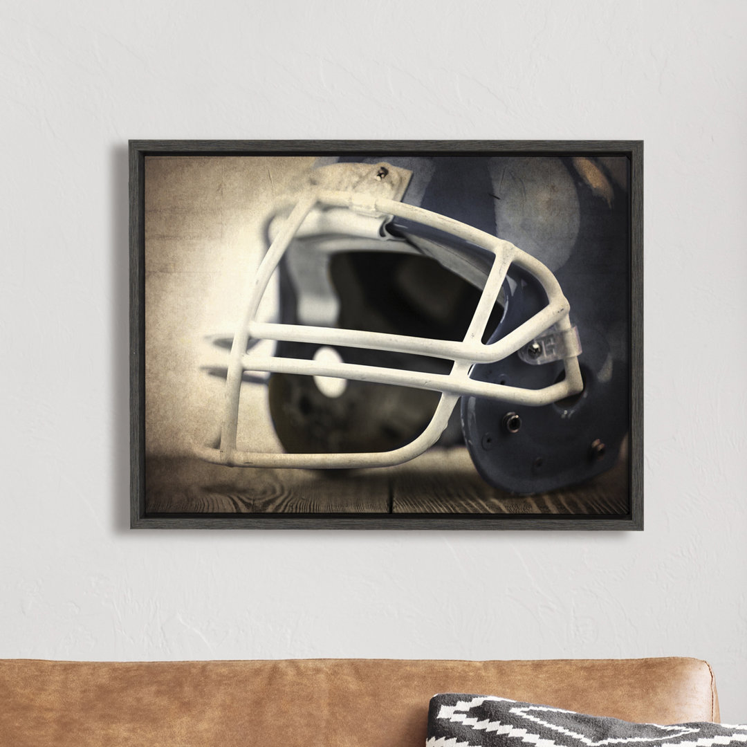 Imiya Vintage Football Helmet' by Shawn St.Peter- Floater Frame Graphic Art Print on Canvas Harriet Bee
