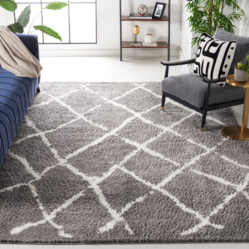 Tapis gris clair / crème Zettie, Rectangle 9 pi x 12 pi