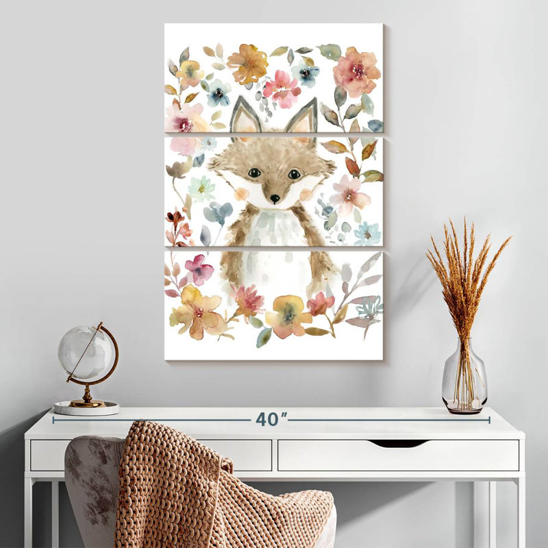 Brampt Flowers And Friends Fox, 32" H x 20" W