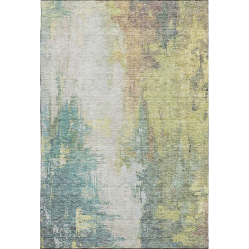Tapis abstrait lavable à la machine Premium, Rectangle 10 pi x 14 pi