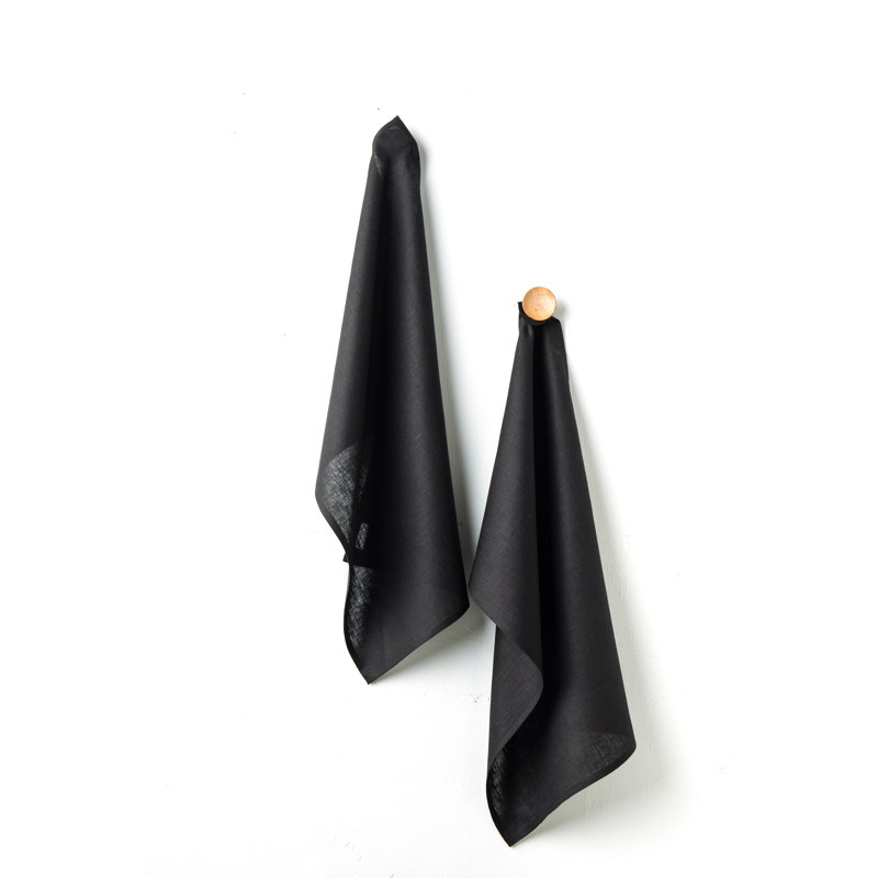 Kitchen Linen - 100% Pure Linen Kitchen Towels, Black
