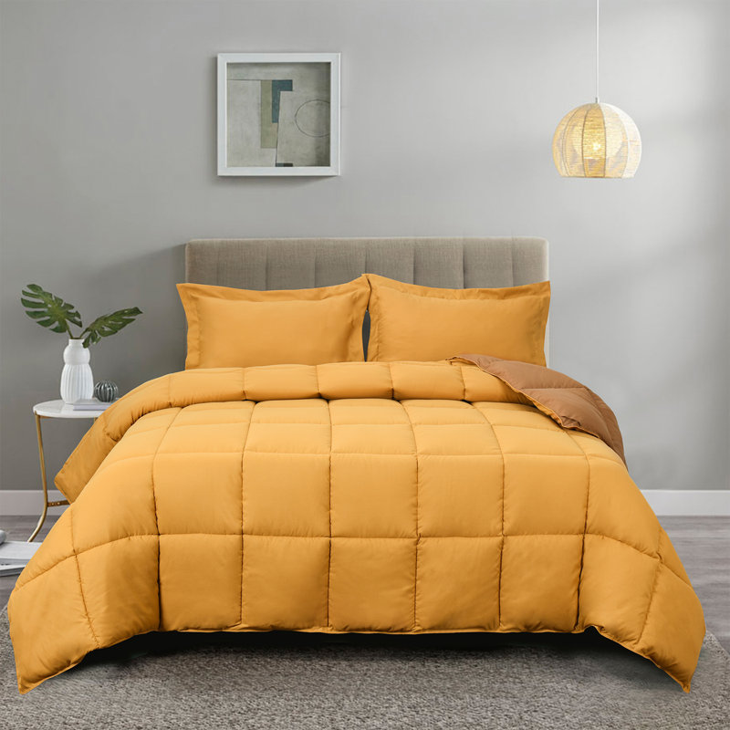 All Season Reversible Down Alternative Comforter Set with Shams - Breathable, Soft, Fluffy, Twin Comforter + 1 Standard Sham