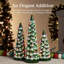 Ensemble de 3 arbres de Noël en céramique, décoration de Noël de table pré-éclairée peinte à la main avec ampoules DEL multicolores - vert givré