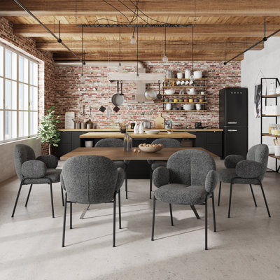 Anston 46cm H Linen Upholstered Metal Armchair