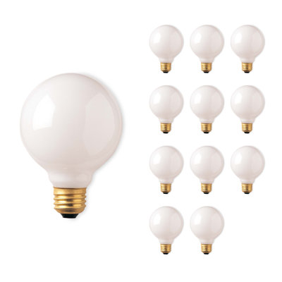 40 Watt E26 Incandescent Light Bulb, G30 Globe, White Finish, 2700K Warm White Glow, 300 Lumens, Dimmable (Pack of 12)