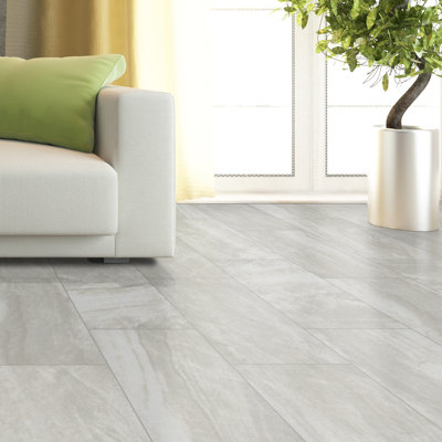 Carreau de sol en porcelaine polie aspect pierre 12 po x 24 po Chiara