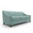 Berlin Sofa with Flared Arms, Light Blue Polyester Upholstery, Engineered Wood Frame, Made in USA