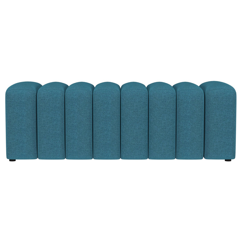 Blue Fabric Upholstered Tufted Accent Bench, Peacock Blue, Blue