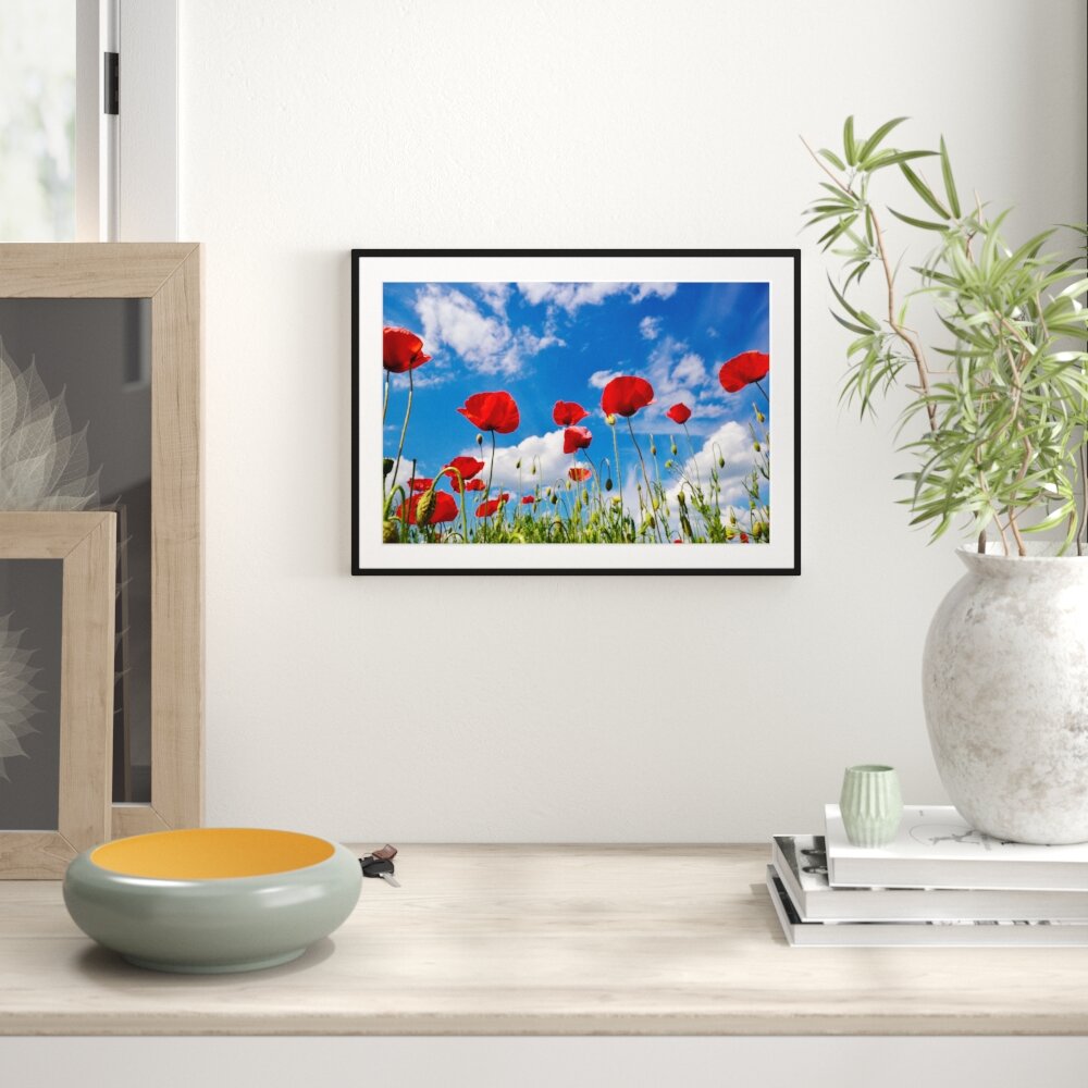 Gerahmtes Poster Wiese mit Blumen