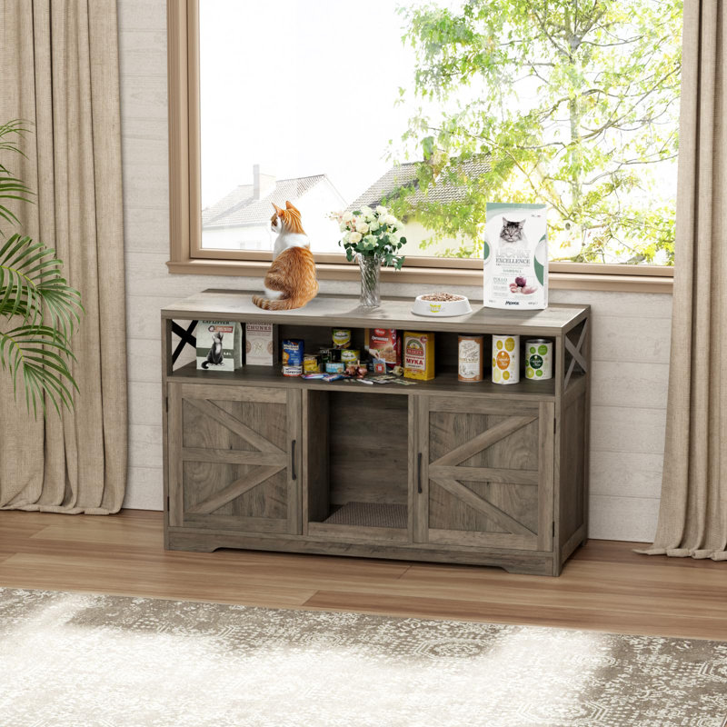 Enceinte de litière pour chat 47 "pour 2 chats, Gris