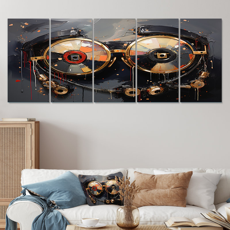 Futuriste élégance lunettes de soleil II - ensemble de 5 décorations murales , H 32 po x l 80 po