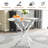 5-Piece Round Glass Dining Set, 36" Tempered Glass Top With Mirror Stainless Steel Base, 2 C-Frame Rattan Chairs-457544157-457544154
