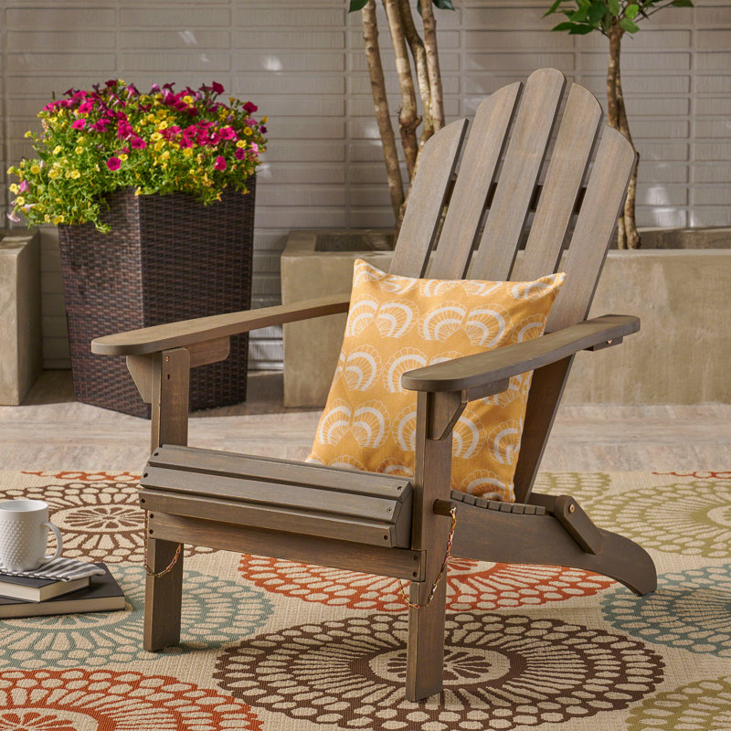 Chaise Adirondack pliable pour l'extérieur, Gris