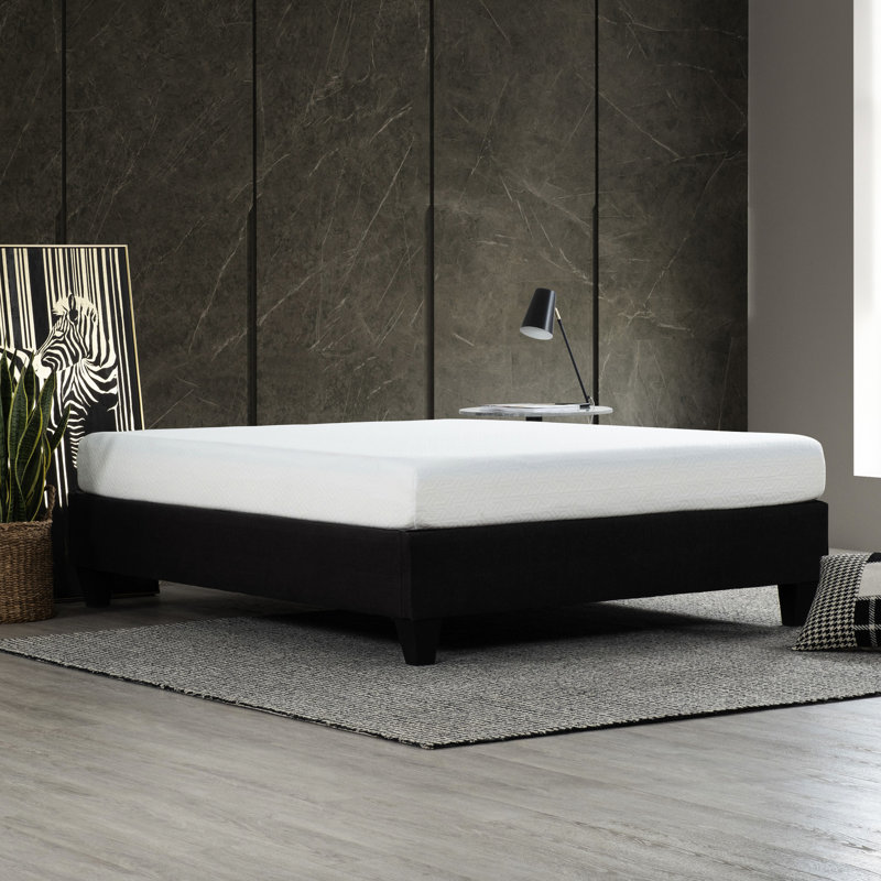 Lit plateforme simple tapissier contemporain TG - Base en bois massif gris foncé moderne en contreplaqué robuste