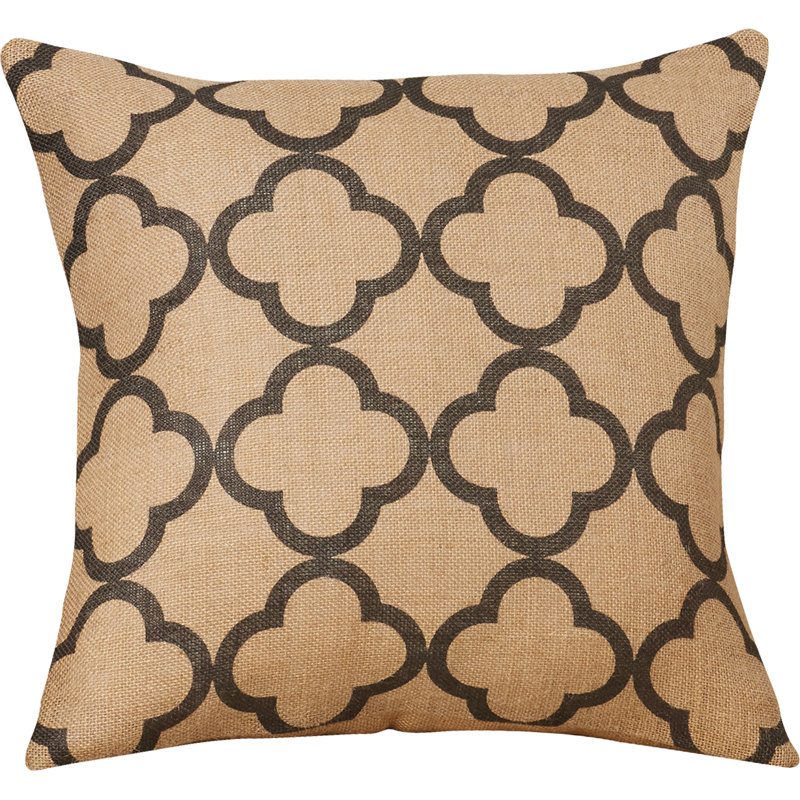 Quatrefoil Jute / Sisal Reversible Throw Pillow