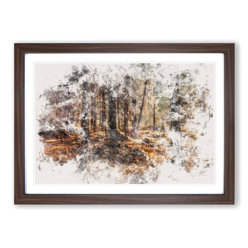 Within The Woods Watercolour - Single Picture Frame Print on MDF, 36cm H x 48cm W x 2cm D, Walnut Framed