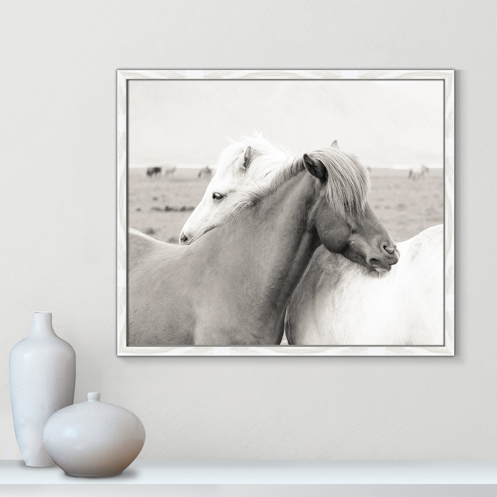 Melanie "Icelandic Meadow Horses" Print, White Wood Grain Framed, 21.5" H x 25.5" W x 0.75" D