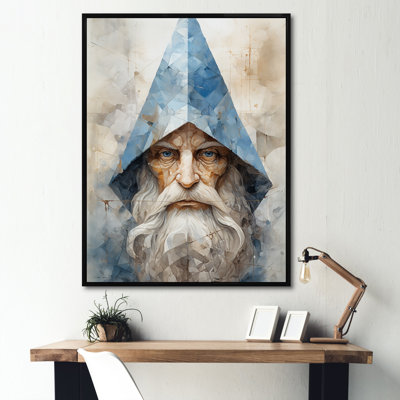 Fantaisie, portrait de gnome beige et bleu II sur toile