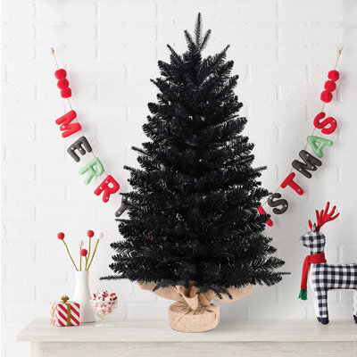Black Full Tabletop Halloween Tree with Burlap Base