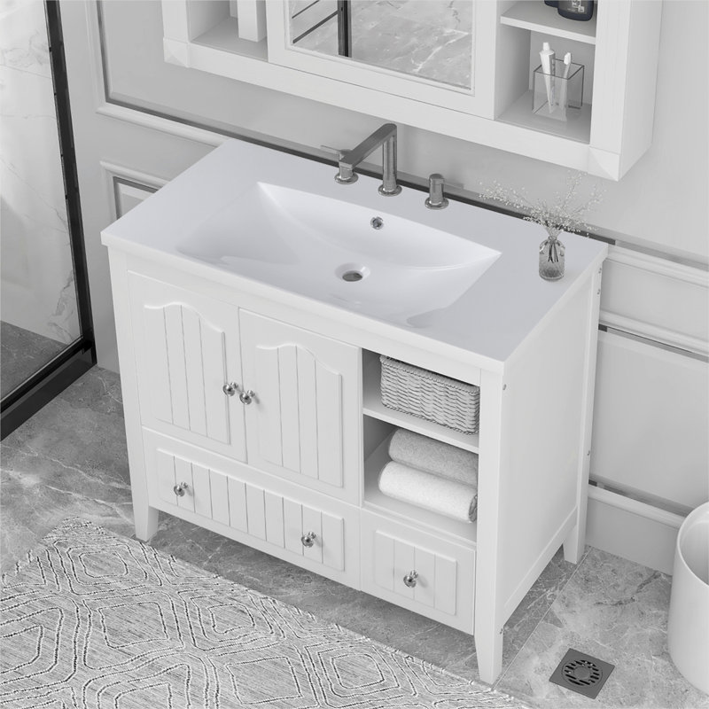 Meuble-lavabo de salle de bain, Blanc