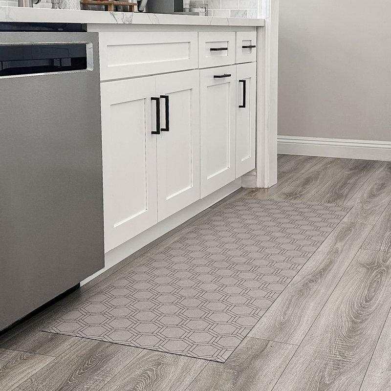 Un-Rug Honeycomb Low Profile Kitchen Mat, Runner 1'11" x 5'11", Gray